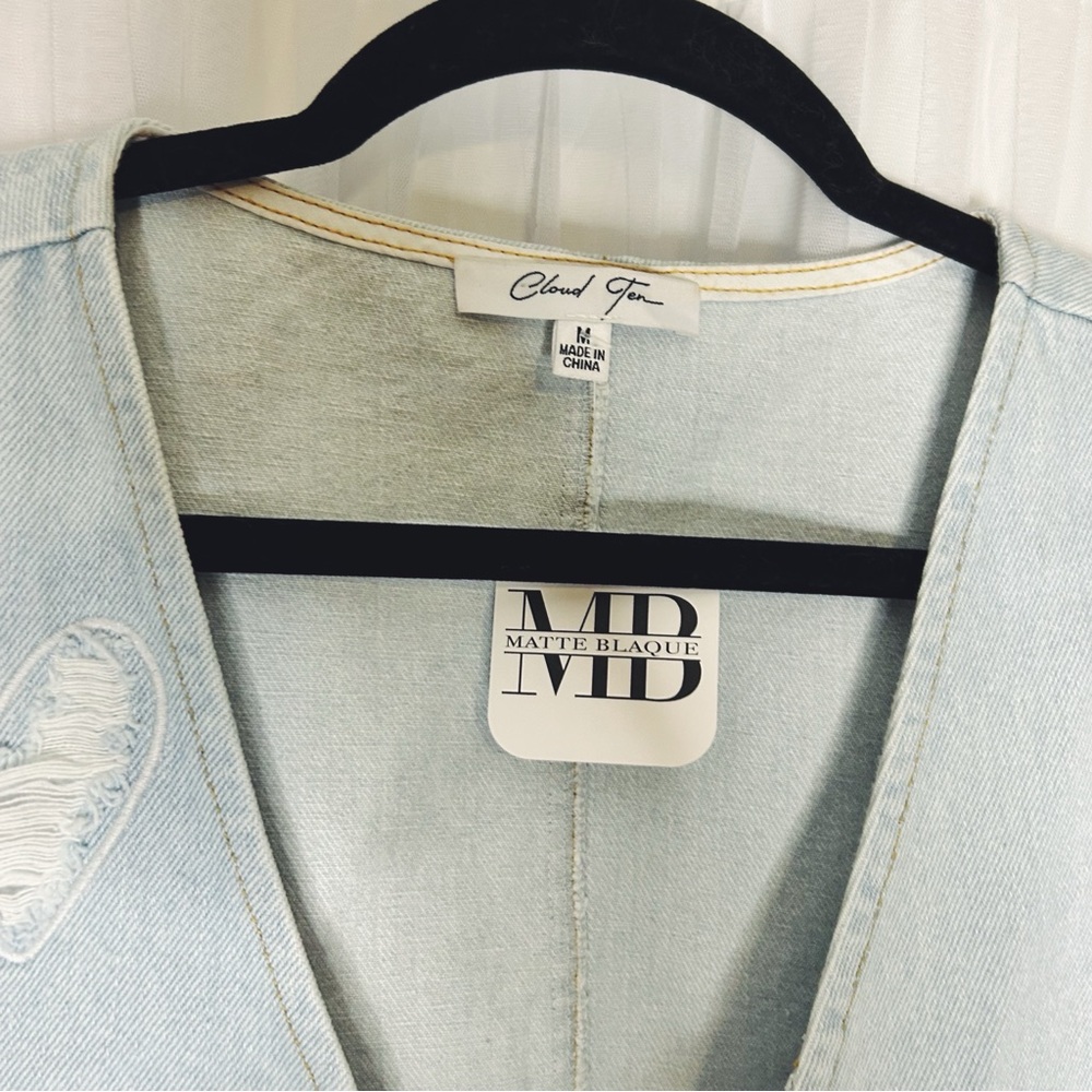 Light Blue Denim Crop Top with Heart Accents - Picture 3 of 3